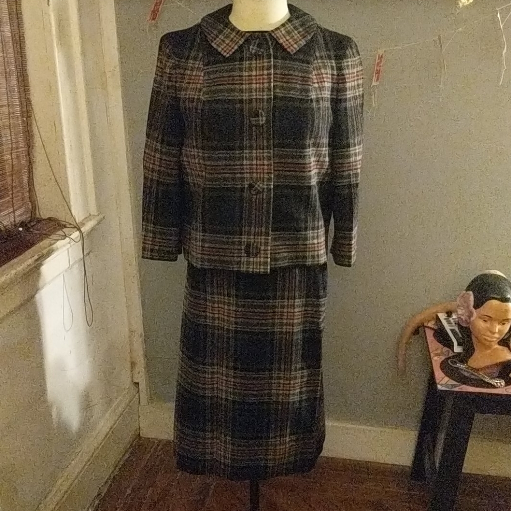 Vintage Pendleton Suit Rockabilly Pencil Skirt